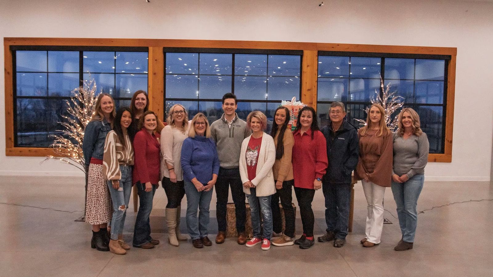 Lovelace and Kido Dental Group team picture at a christmas party